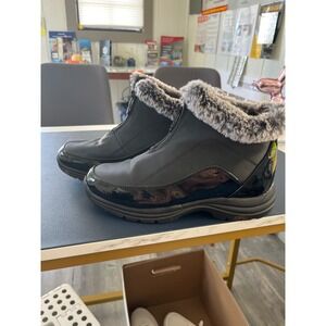 Totes Black Waterproof‎ Winter Snow Boots Faux Fur Trim Womens